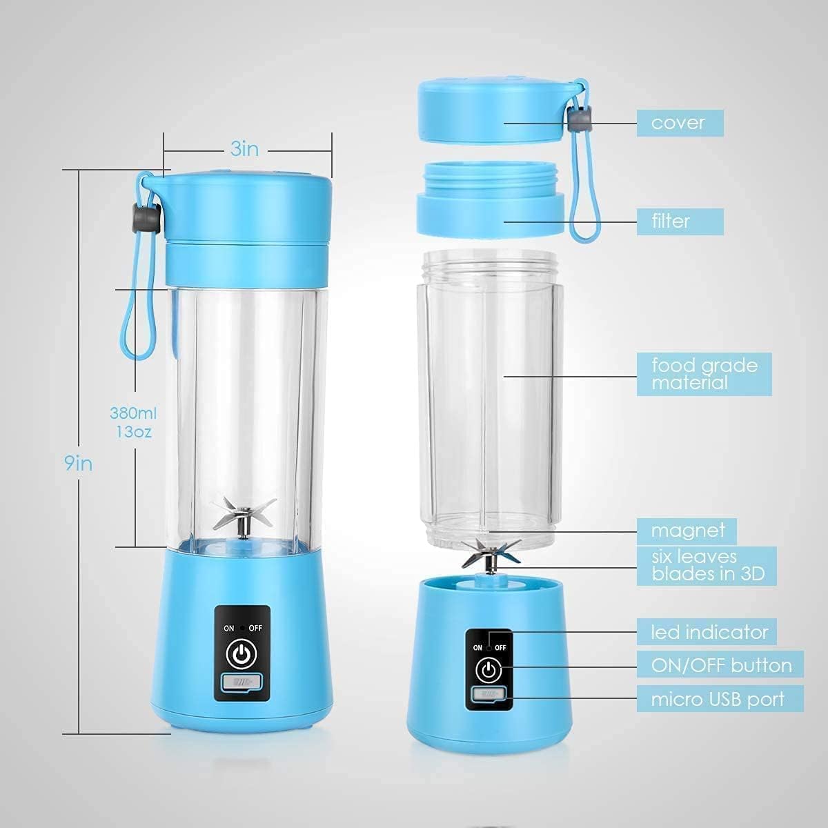Portable USB Rechargeable 6-Blade Blender